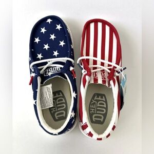 Hey Dude Wally Youth Patriotic American Flag Shoes Size 3